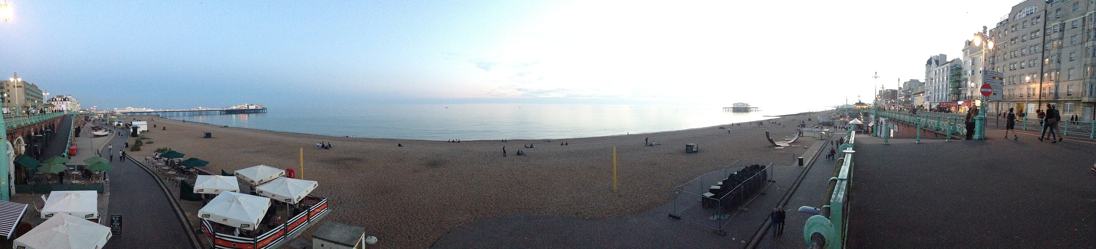 Brighton seafront at dusk, with the Palace Pier
