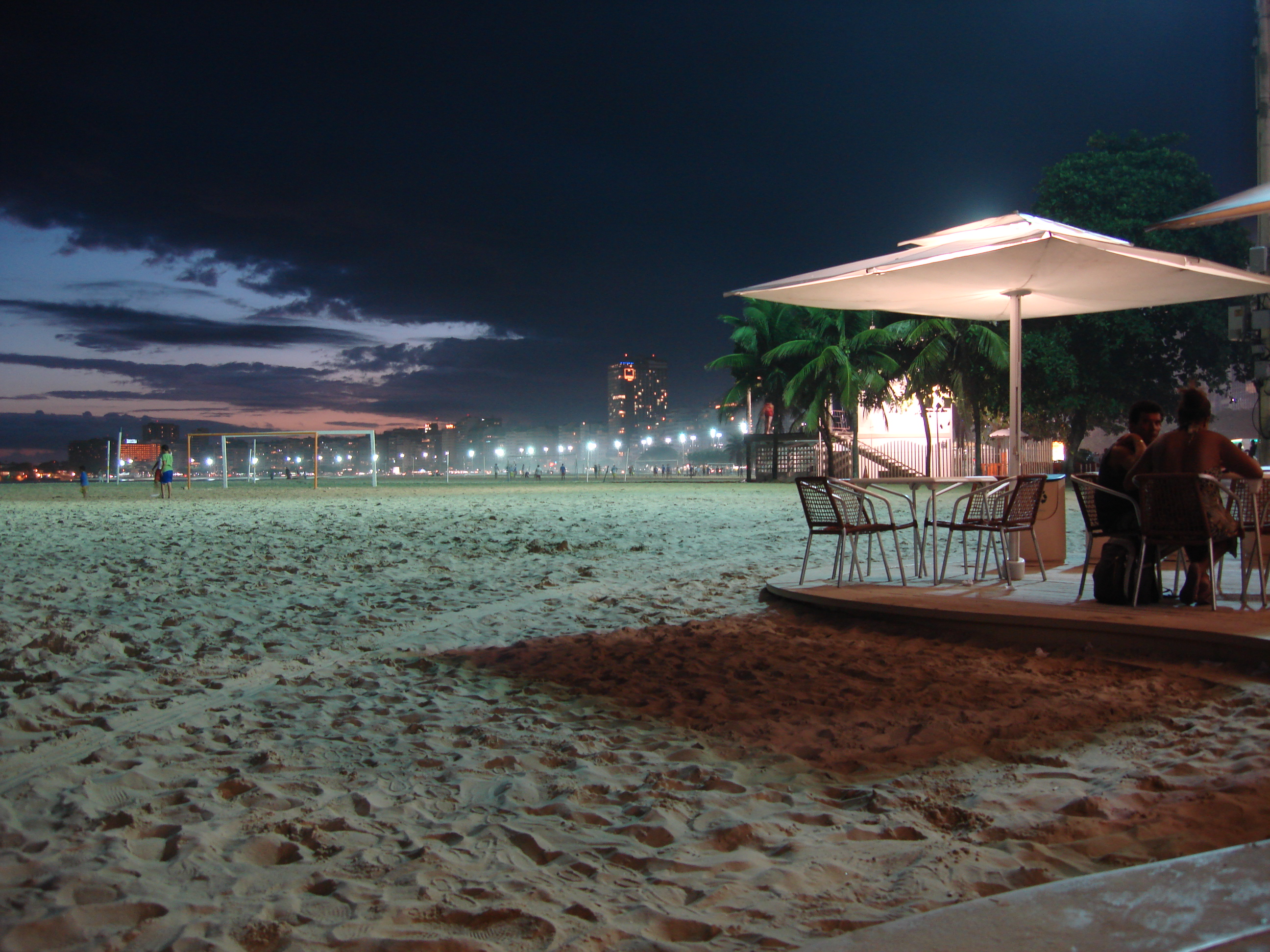 Beach soccer at Copacabana, after dark