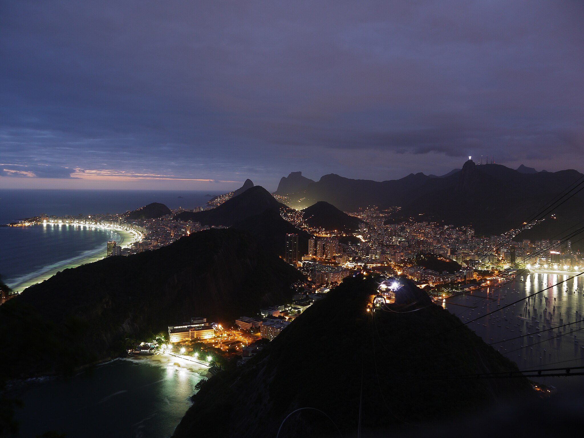 Copacabana from Sugarloaf at night