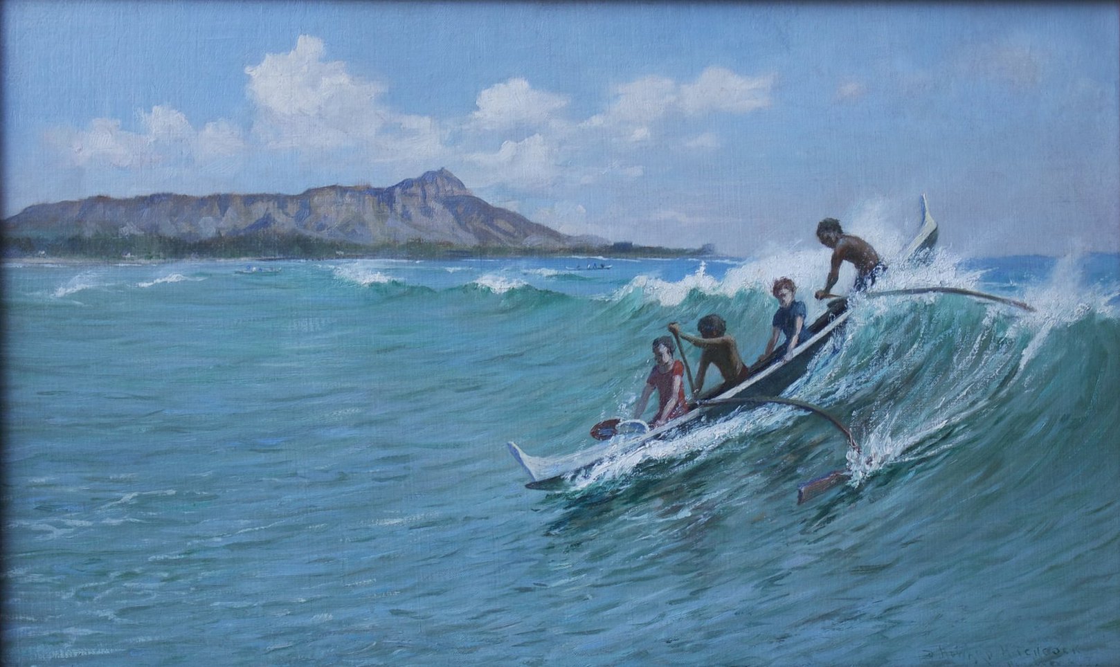 'Canoe Surfing, Waikiki' by D. Howard Hitchcock